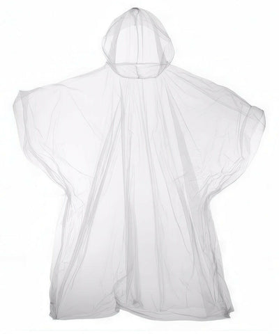 Emergency Hooded Plastic Poncho 6 and up / Clear (CL)